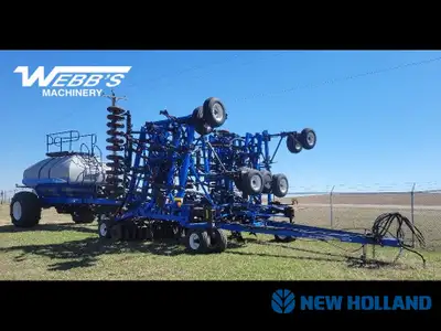 2015 NEW HOLLAND P2050/P1060 AIR SEEDER & TANK 45'x10", 4.5" Steel Packers, Single Bar Harrows, 6 Ru...