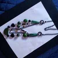 Necklace green black beads