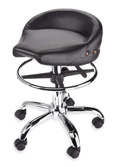 *BNIB!* Biker Style Pneumatic Rolling Stool, 350-lb... LOT# 8736, View more