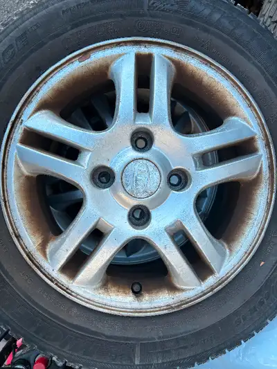 4 Winter Rims and Tires, 4 Bolt Pattern, will fit KIA and HYUNDAI, Tire size 195/65/15 Michelin bran...