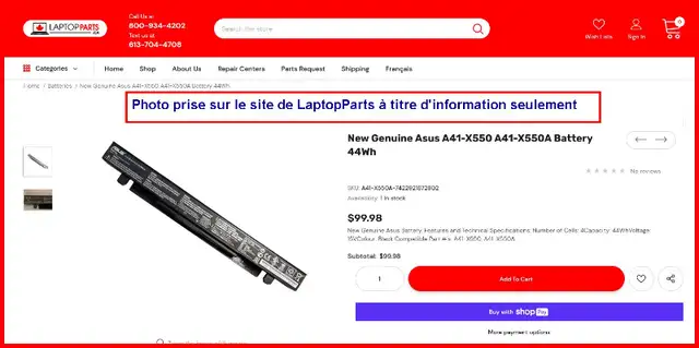 Batterie neuve # A41-X550A pour ordinateur portable Asus in Laptop Accessories in Saguenay - Image 5