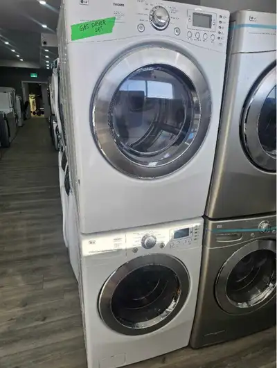 LG 27" White Frontload Stackable Washer GAS Dryer Set, View more