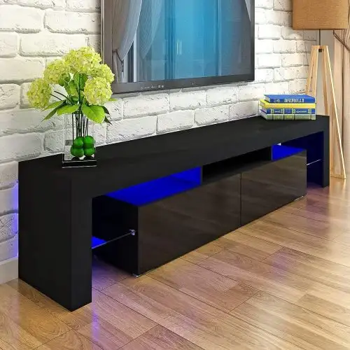 NEW HIGH GLOSS LED TV STAND WHITE / BLACK S3036 in Other in Regina - Image 3