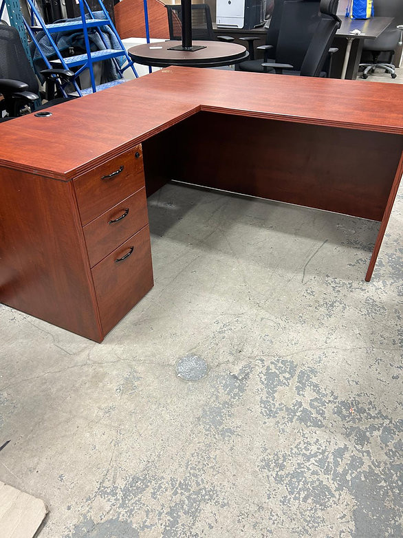 L-Shape Cognac Desk with Drawers-Teknion Straight Desk! in Desks in Mississauga / Peel Region