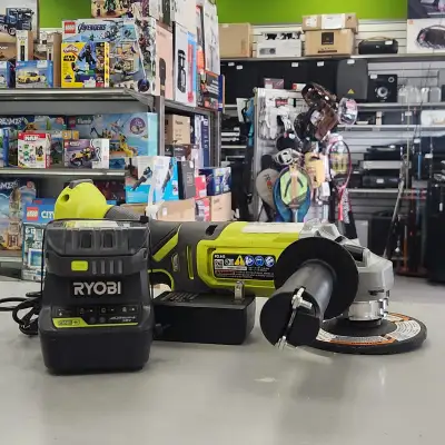 RYOBI 18V Angle Grinder Kit with 4.0 Ah Battery and Charger, View more