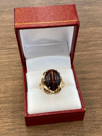 10K Gold Tigers Eye Ring