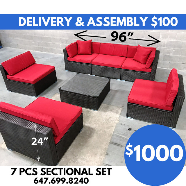 Patio Furniture Sectional Outdoor Conversation Wicker 7pc Set XL in Patio & Garden Furniture in Mississauga / Peel Region - Image 3