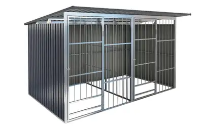 NEW 10.6 x 7.2 FT METAL DOG & ANIMAL KENNEL BUILDING OUTDOOR 1030725 SALE $1095.00 A spacious dog en...