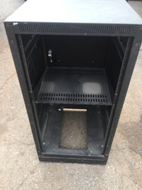 SOLD- Rack mountable audio cabinet with door on wheels