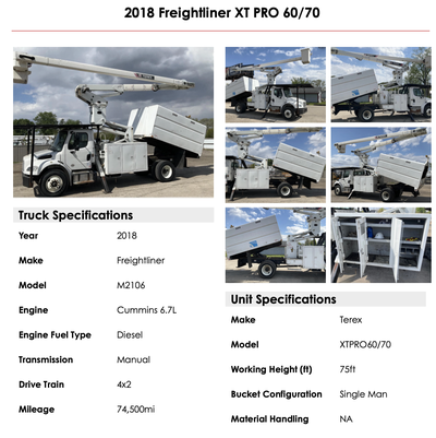 2018 / freightliner forestry truck - terex xt pro 6070, View more