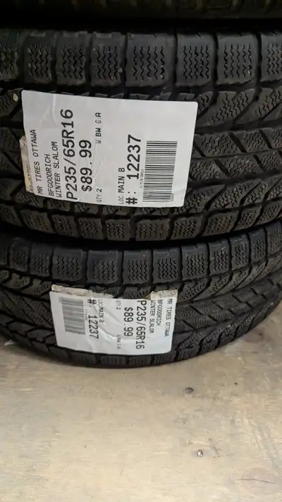 PAIR OF 2X P235/65R16 235/65/16 BFGOODRICH WINTER SLALOM TAG # 12237 ** Please read details below **...