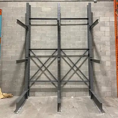 We have a huge selection of cantilever racks in stock! Perfect for long pallet, lumber, steel, pipe,...