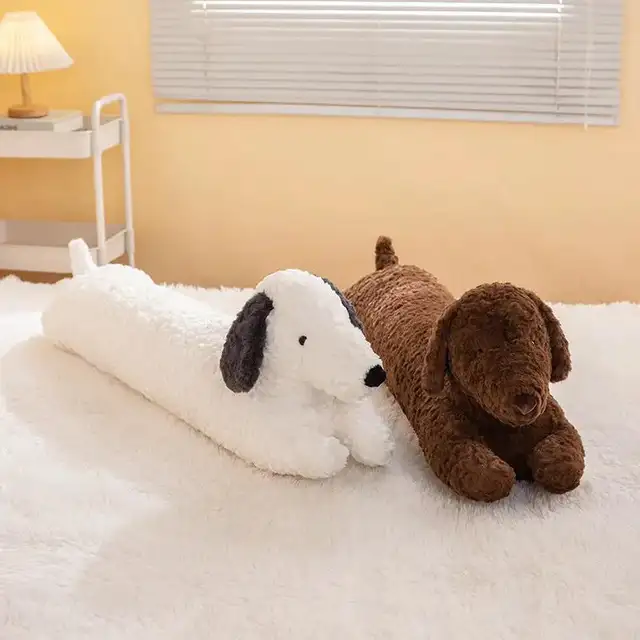 Long Plush Dachshund Hugging Pillow, 120 cm, White