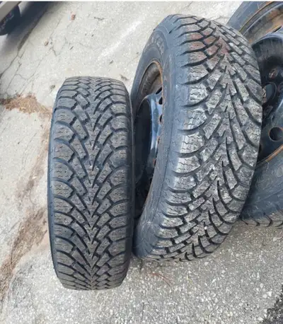 (4) Goodyear Nordic Winter Dot 1616 Bolt Pattern 5x100 Came off a 2012 Toyota Corolla + 80 percent t...