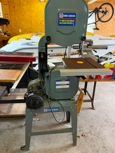 King Canada 14” Wood Cutting Band saw model KC-1401HD Durex Industrial Model 21, 10” Table saw with...