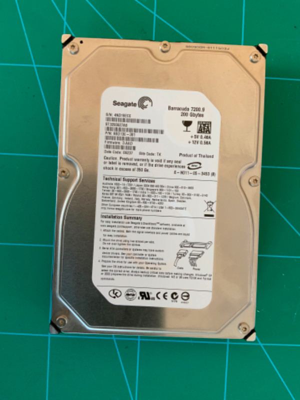 Seagate 200 GB 3.5” Hard Drive in System Components in Winnipeg