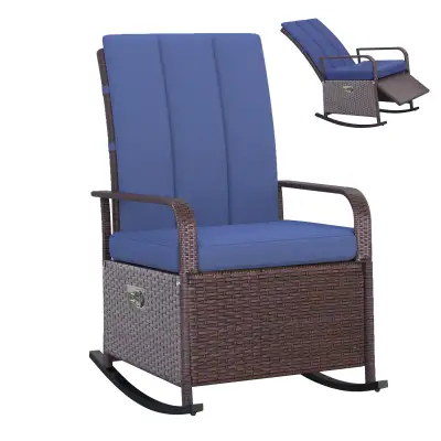 Outdoor Wicker Rocking Chair with Cushion, Patio PE Rattan Recli, View more
