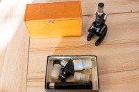 Vintage Lumex Microscope with accessories