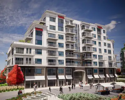 Unités commerciales neuves disponibles dans le projet District Sainte-Julie, un développement de plu...