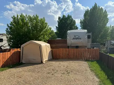RV campsite with trailer for sale, View more