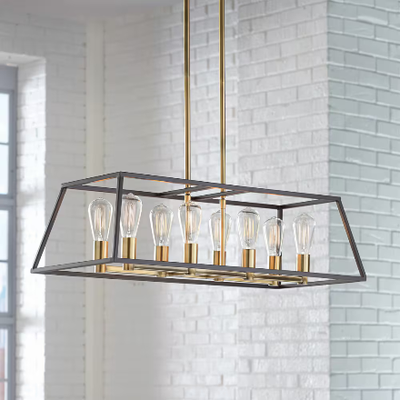 8-Light 35" Black Gold Mid-Century Modern Chandelier, View more
