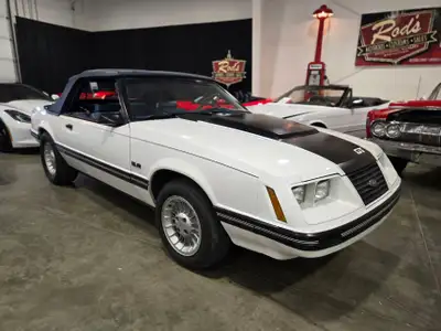 1983 Ford Mustang GLX 5.0-liter Convertible. Don’t let the GT hood badging fool you, this is a very...