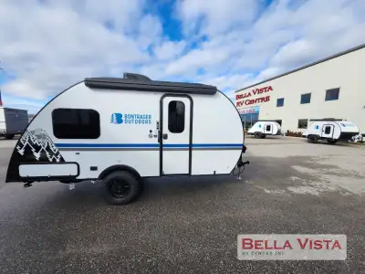 Bontrager Outdoors Standard teardrop trailer 17FD highlights: 12V Refrigerator Sink 42in.in. Dinette...