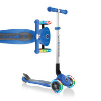 BLUE 3 WHEEL FOLDABLE SOOTERS WITH LIGHT UP WHEELS