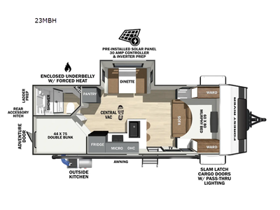 Forest River IBEX travel trailer 23MBH highlights: Murphy Bed Booth Dinette Slide Exterior Storage D...
