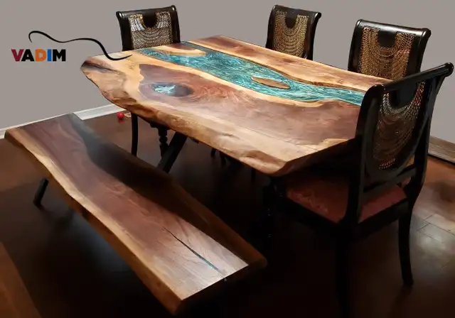 Tables with live edges and epoxy river or ocean62863273393155124