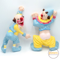 Duo de clowns farceurs muraux en plâtre