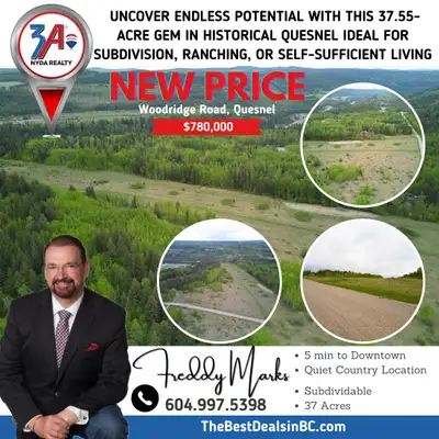 Nestled within the vibrant city limits of Quesnel, this 37.55-acre property offers the perfect blend...