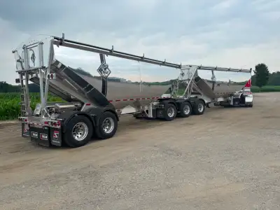 New DiamondBack Full Aluminium Super B-train Grain/FRAC hoppers, aluminum subframes, "POLISHED" roll...