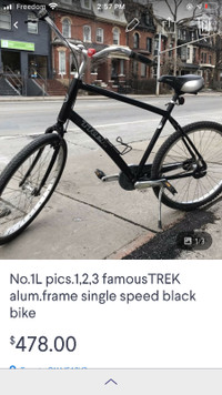 No.1L famous aluminum frame TREK feet break single speed bike