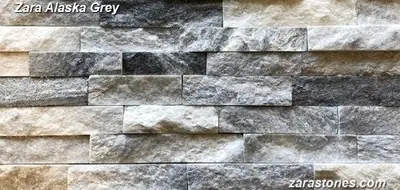 Alaska Grey Stone Veneer Fireplace Stone Panel Wall Cladding, View more