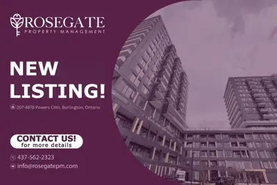 Modern 1+Den Condo with Balcony, Parking & Locker – Internet Included – Pet Friendly – Burlington We...