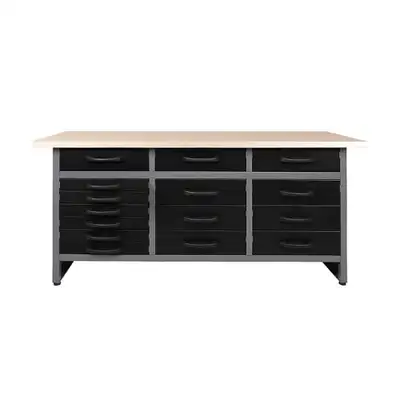 NEW BLACK 63″ METAL WORKBENCH TOOL WITH 15 DRAWERS GARAGE TC008A, View more