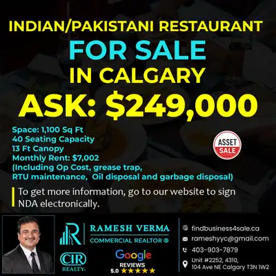 Space: 1,100 Sq Ft 40 Seating Capacity 13 Ft Canopy Monthly Rent: $7,002 (Including Operating Cost,...