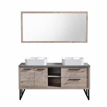 Brand NEW Bathroom Vanity, includes sinks and matching mirror in Bathwares in Cape Breton