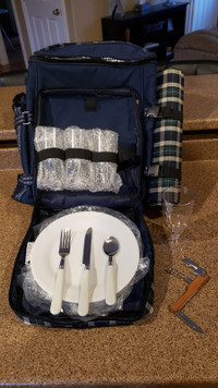 Never used-Picnic kit backpack for 4 people.