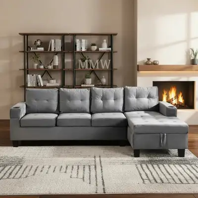 Brand New 4-Seater L-Shaped Sectional Sofa with Storage $599, View more