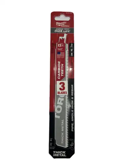 Milwaukee 9 inch Carbide Teeth Thick Metal Sawzall Blades 3 pack, View more