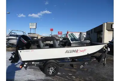 New 2023 Alumacraft Classic 165 Sport with full top, mooring cover, factroy matched trailer, Mercury...