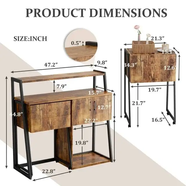 BRAND NEW - Eclife Rustic Wood Buffet Cabinet With Multi-Storage in Other in City of Toronto - Image 5