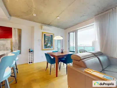 Avec stationnement intérieur/2 chambres/8e étage/827 pieds carrés/ très lumineux+ balcon de 20 pieds...