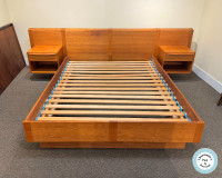 TEAK FLOATING BED WITH ATTACHED NIGHT TABLES AT CHARMAINES