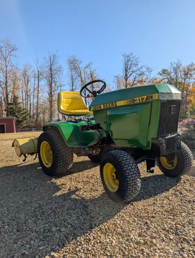 John Deere 317 with rototiller, View more