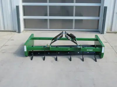 Width 84 Inch, Length 49 Inch, Frame Height 34 Inch, 6 Scarifier Shanks, 2 Blades, Reversible with 1...