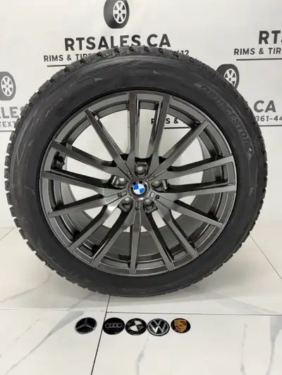 Set of 4 Bridgestone Blizzak DM-V2 Winter Tires on 20" Rims Gloss Gunmetal FITS: Audi, Mercedes, Vol...