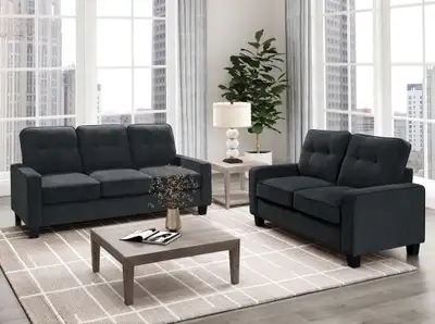 Transform your living space with the Cindy Rosie Smoke Sofa and Loveseat from Minhas Furniture. This...